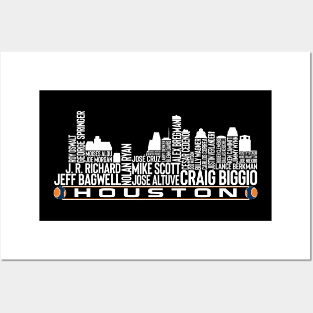 Houston Baseball Team All Time Legends Houston City Skyline Wall Art by Baswan D'apparel Ish